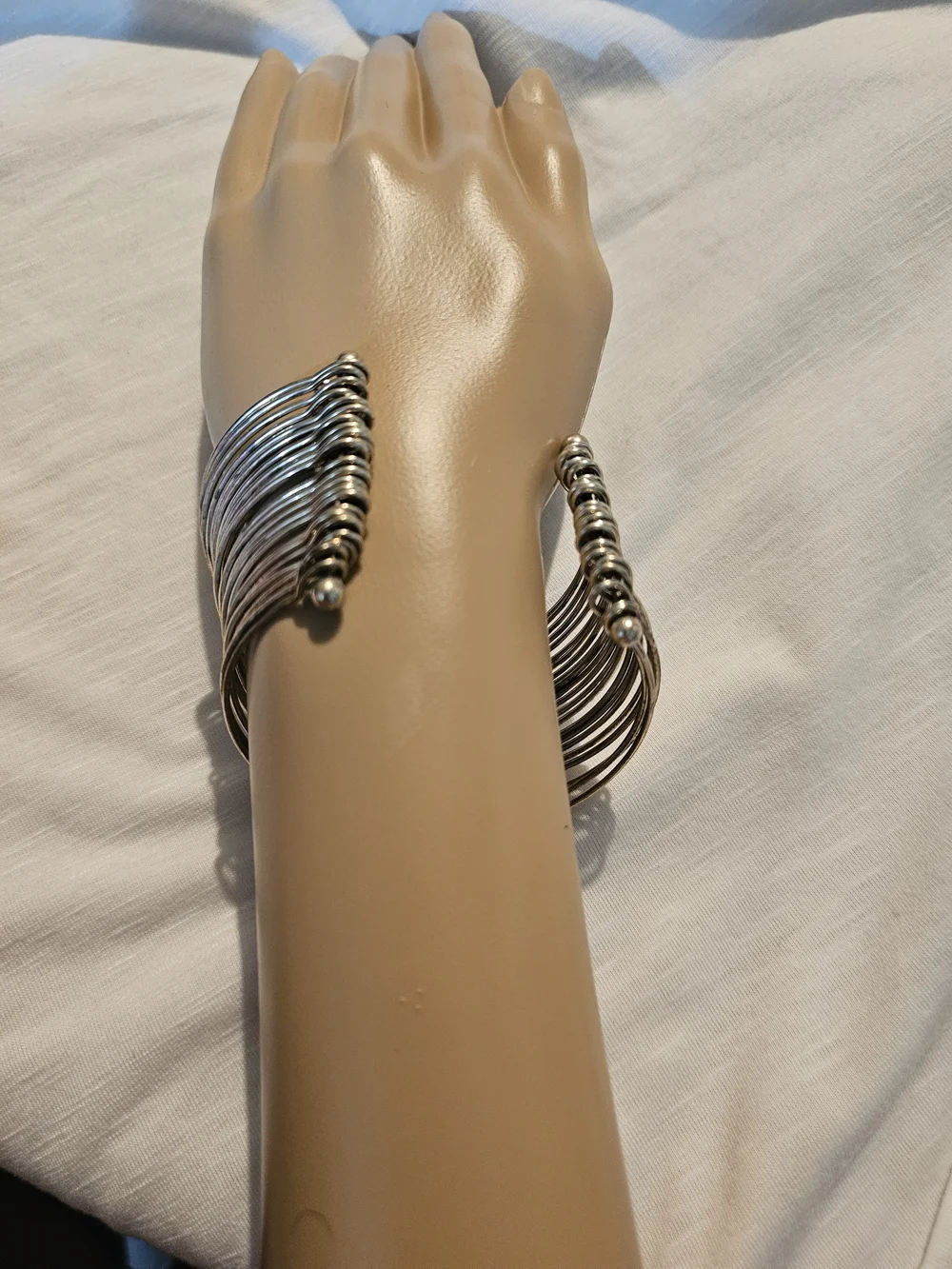 Stacked Silver-Tone Multi-Bangle Bracelet for Women